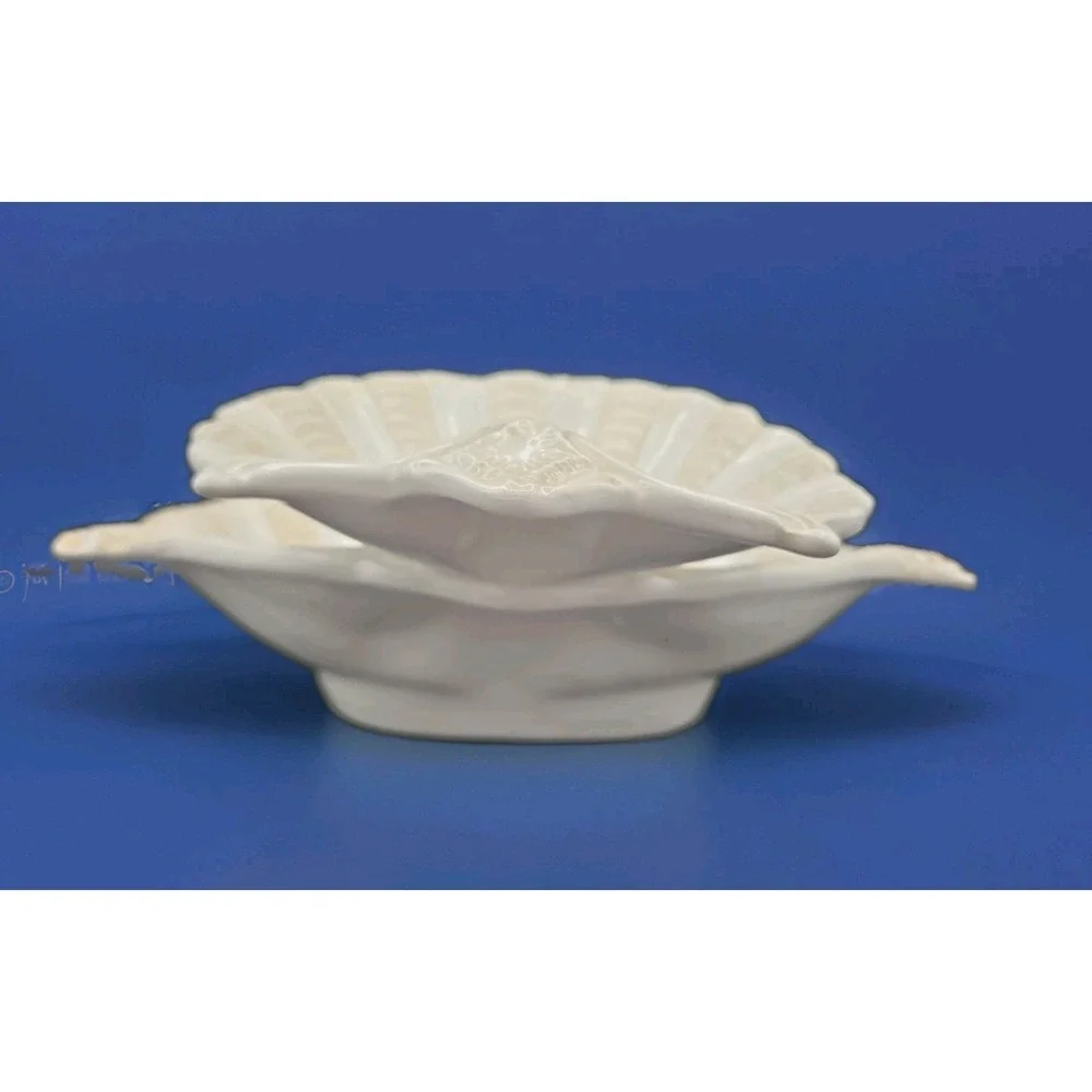 Lenox BUTLER'S PANTRY 2-Tier Shell‎ Shaped Server Bowl - Embossed, Made in Italy